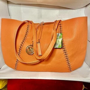 NWT Badgley Mischka Coral Vegan Leather Decorative Chain Tote - Picture 1 of 3