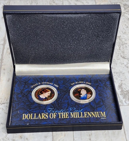 First And Last Dollars Of The Millennium Set 1999 Susan B Anthony/2000 Sacagawea Cover