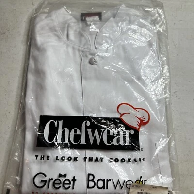 New Chefwear New Greet Chef Shirt White Button Up XXL 2XL Short Sleeve - Image 1 of 3