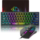 Gaming Keyboard and Mouse 60 Combo Mini Portable RGB Backlit UK Layout USB Wired
