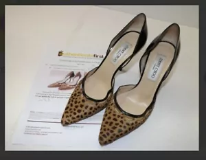Jimmy Choo 2 Tone Black & Leopard Print Pumps Size 38 Very Sexy! - Picture 1 of 8