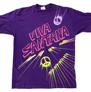 Camiseta Vintage Años 80 90 CARLOS SANTANA Hecha por Abanicos Viva Púrpura Paz XL - Imagen 1 de 9