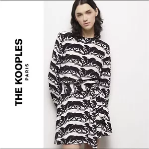 Abito con stampa The Kooples Wild Panther - bianco/nero taglia 3 US M $295 - Foto 1 di 12