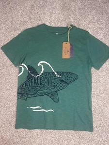 Fatface Glow In The Dark Shark T Shirt Boys Sz 12/13 NWT Green United Kingdom - Picture 1 of 9