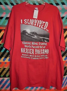 Vintage I Survived Kilauea Volcano Hawaii Volcanoes shirt Red Size 2XL/50" chest - Picture 1 of 3