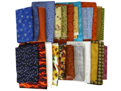 Large Pieces Fabric Lot of 25 Patterned Remnants Hobby Crafts Sewing Quilting - Image 1 of 4