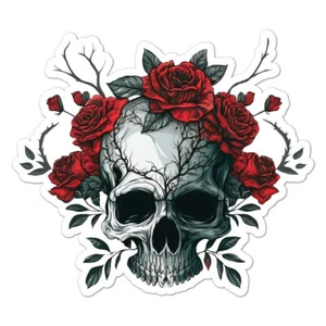 Skull Rose Thorns, Vinyl Decal Sticker, Indoor Outdoor, 3 Sizes, #9992 - Picture 1 of 1