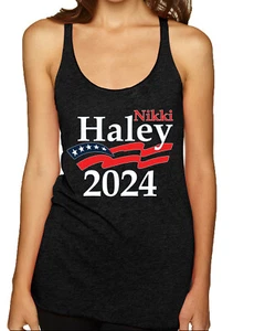 Camiseta sin mangas Haley 2024 Waving Flag American Pride Tri-Blend Racerback - Imagen 1 de 7
