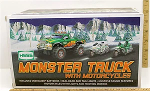 2007 Hess Monster Truck with Motorcycles Multiple Sounds Lights Friction Motors - Imagen 1 de 3