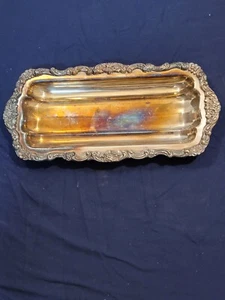 Vintage Rectangular Silver Plate Tray 14.5 X7 Floral Pattern - Bild 1 von 7