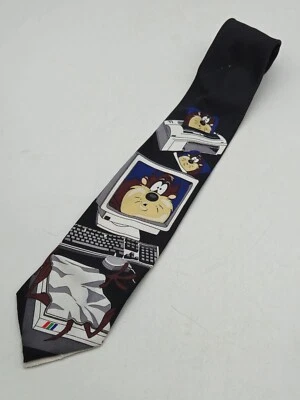 Винтажный галстук Looney Tunes Taz Tazmanian Devil 1999 компьютерная офисная работа - Изображение 1 из 4