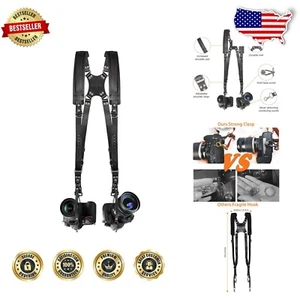 High-Quality Leather Double Camera Harness with Soft Pad - Adjustable, Stylish - Picture 1 of 10