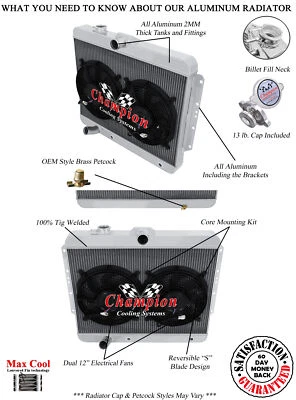 Radiador Atom Champion 3 filas, ventiladores de 12" para chasis comercial Cadillac 1959 1960 Foto 1 de 4