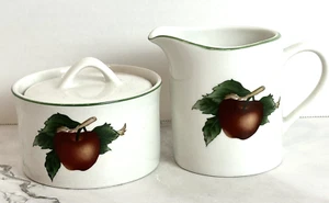 Citation Cades Cove Creamer White and Sugar Bowl w Apples & Cherries - Picture 1 of 14