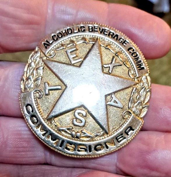 Insignia obsoleta de escudo de guardabosques de Texas del comisionado de bebidas alcohólicas de la década de 1930 Foto 1 de 4