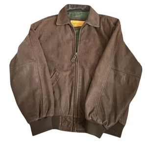 Timberland De Colección Impermeable Cuero de Vaca Cremallera Chaqueta Bombardero Abrigo Para Hombre L LEER - Imagen 1 de 11