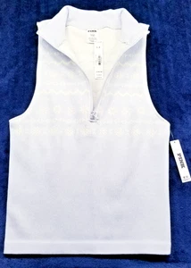 VS PINK Sweater S Blue Seamless Sleeveless Scuba Tank Top 1/2 Zip Mock Neck NWT - Picture 1 of 15