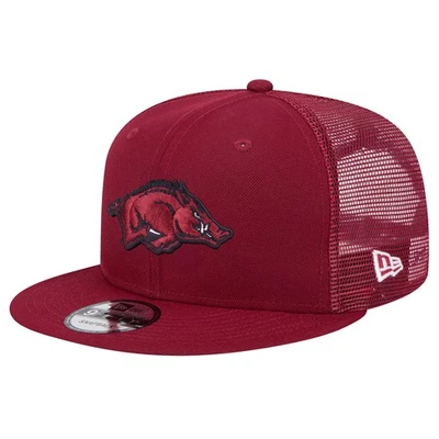 Men's New Era Cardinal Arkansas Razorbacks 9FIFTY Trucker Snapback Hat - Image 1 of 4