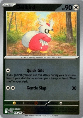 Delibird - Reverse Holo Common ME01: Mega Evolution 105/132 NM - Image 1 of 2