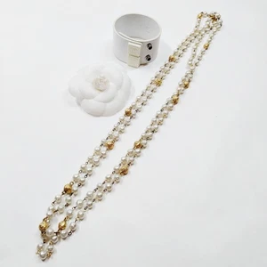 SIN TARIFA Chanel Broche Collar Brazalete 3 Set Cuero Blanco 2884000 - Imagen 1 de 10