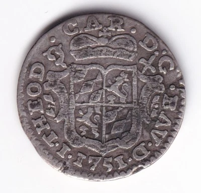 Liege 1751 1 One Plaquette Silver Coin Price John Theodore .569 Silver - Image 1 of 2