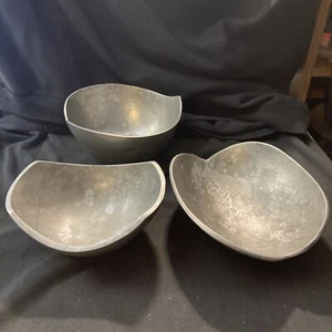 Set of Pewter Dishes Made In India Heavy Patina - Picture 1 of 9