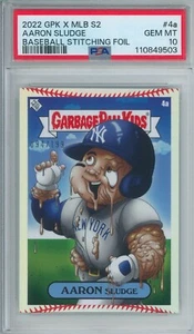 2022 Topps Garbage Pail Kids Aaron Judge BASEBALL STITCH FOIL 94/199 PSA 10 - Foto 1 di 2