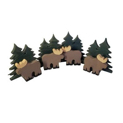 Wood Moose Curtain Brackets Swag Drapery Holder Wall Sconces Cabin Decor Lodge - Image 1 of 4
