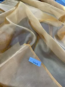 FABULOUS QUALITY SILK METALLIC ORGANZA PLAIN OR SILK TISSUE - BROWN/ GOLD!!! - Picture 1 of 4