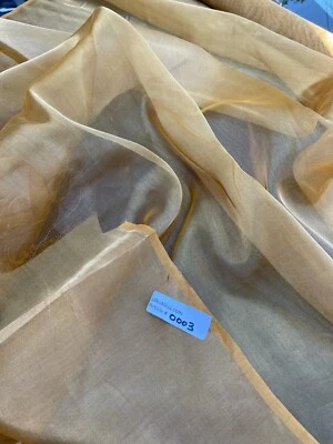 FABULOUS QUALITY SILK METALLIC ORGANZA PLAIN OR SILK TISSUE - BROWN/ GOLD!!! - Image 1 of 4