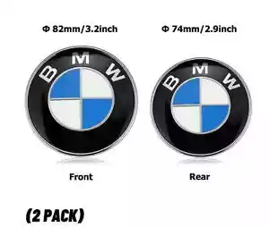 BMW Emblems 82mm + 74mm Hood & Trunk BMW Logo Replacement E30 E36 E46 Universal - Picture 1 of 10
