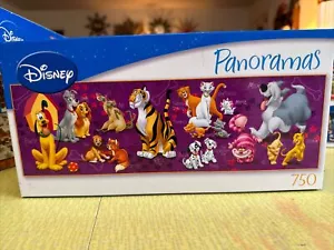 Disney Panoramas 750 Piece Puzzle Animals Cats Dogs COMPLETE 36" x 12" - Picture 1 of 2