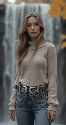 Женщин черный эластичный бедра высокая талия ремень пейсли печать двойной пряжки цепочка S M - Изображение 1 из 4