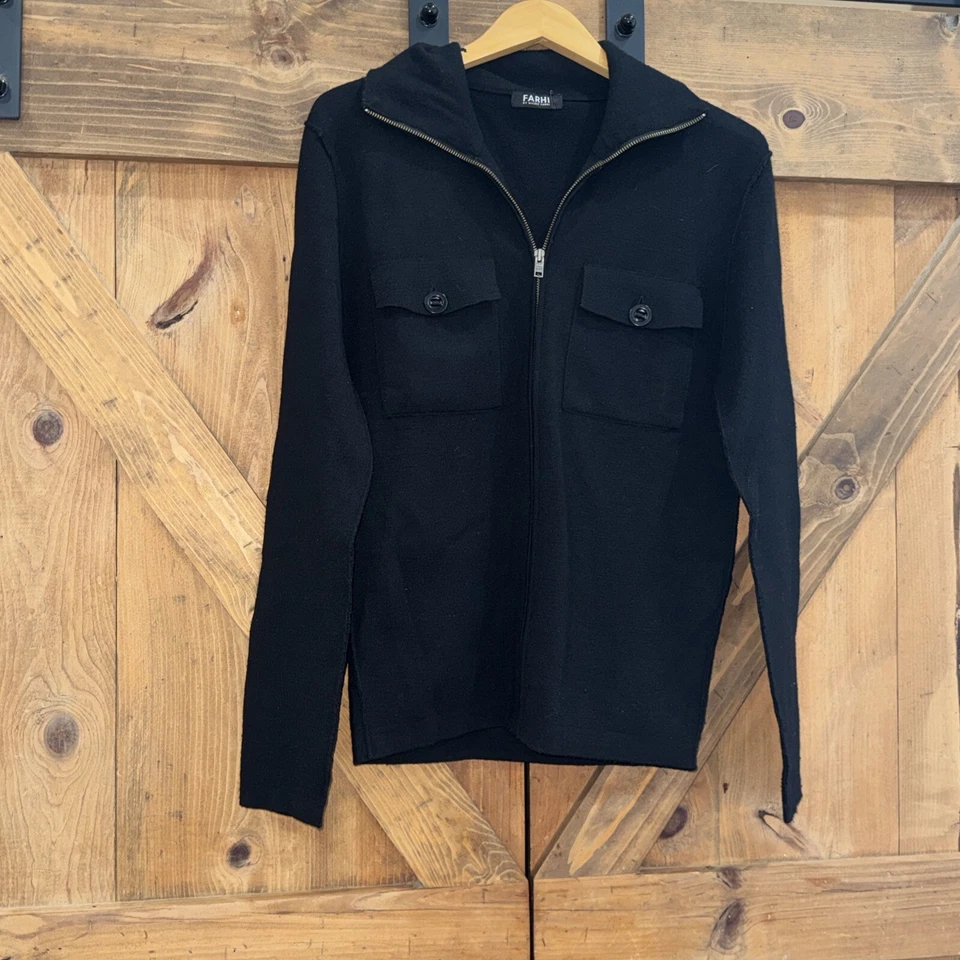 Женский вязаный свитер Farhi By Nicole Farhi размер Small черная шерсть на молнии - Изображение 1 из 4