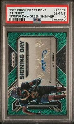 A.T. AT Perry 2023 Prizm Draft Picks Green Shimmer Prizm Auto 6/8 PSA 10! Pop 1 - Image 1 of 4