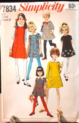 Simplicity Pattern 7834 Dress Variations for Girls Size 8 NEW UNCUT - Image 1 of 2