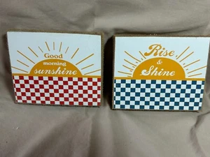 2 Wooden Signs GOOD MORNING SUNSHINE & RISE & SHINE Kitchen Decor - Picture 1 of 2