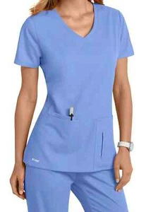 Greys Anatomy by Barco Scrub Top Womens Sz 3XL Crossover V-Neck Ciel Blue NEW - Picture 1 of 6