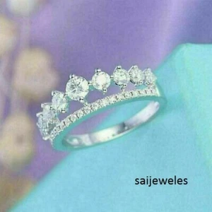 Anillo de compromiso creado en laboratorio con acabado en oro blanco de 14 quilates corte redondo VVS1/D diamante de corte redondo de 2 quilates - Imagen 1 de 6