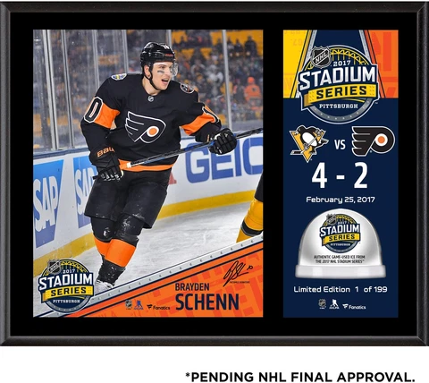 Brayden Schenn Philadelphia Flyers 12x15 2017 Stadium Series Plaque & Used Ice Cover