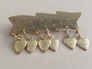 Vintage WWII  Era 1940's Sweetheart Pin Brooch with Heart Charms - WASHINGTON DC - Picture 1 of 3