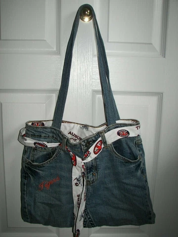 UNIQUE Auburn University Tigers HANDMADE One Of A Kind Blue Jean Purse Cover