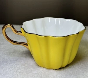 Vtg Royal Stuart Harlequin Teacup Spencer Stevenson English Bone China Yellow - Picture 1 of 9