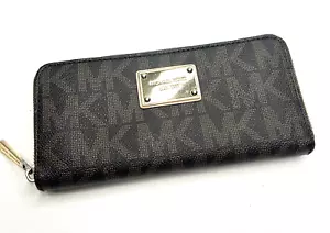 MICHAEL KORS Jet Set Viaje Grande Cremallera Alrededor Cartera Marrón Firma - Imagen 1 de 10