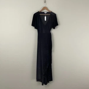 Baltic Born Calvin Black Sparkle Velvet Wrap Maxi Dress Womens Size 1XL - Picture 1 of 7