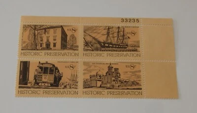 US 4 Block of stamps #1440S - 8¢ HISTORIC PRESERVATION - Set of 4 1971 - Image 1 of 2