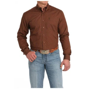 MTW1347116 Camisa Occidental Cinch Para Hombre Manga Larga Calce Moderno - Estampado Marrón NUEVA - Imagen 1 de 6