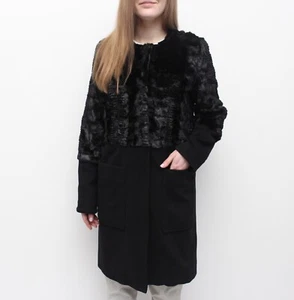 Women's MAX MARA Studio Mink Fur Coat Wool Overcoat Long RARE Size US6 UK8 - Picture 1 of 13
