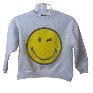 Zara Girls Happy Wink Face World Sweatshirt, Sizes 8 - 12 - Picture 1 of 7