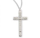 Finement Détaillé Croix 925 Argent Sterling 3.3cm x 1.8cm Religieux Crucifix